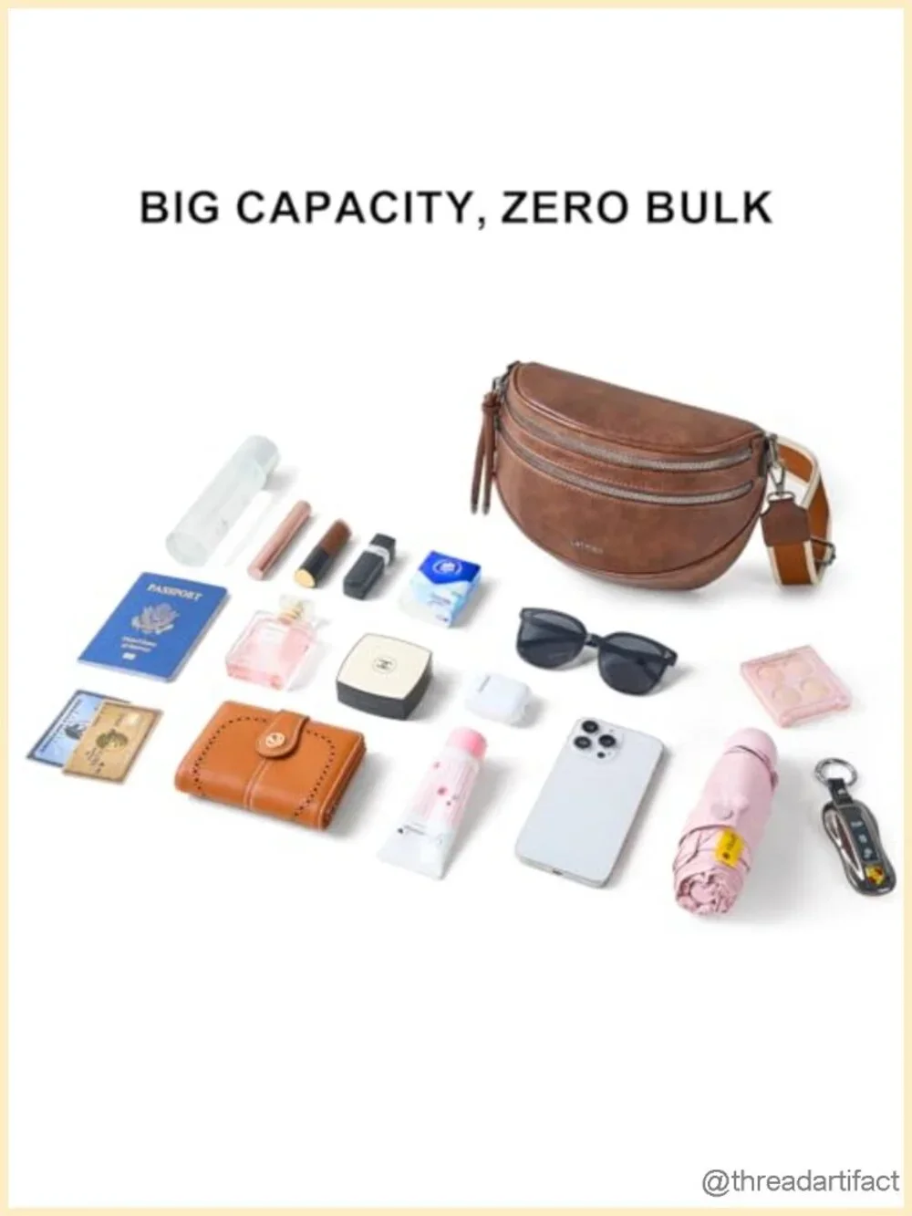 Faux Leather Crossbody Sling Bag for Women - Travel Fanny Pack